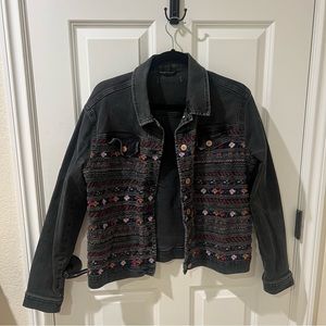 Vintage boho black wash denim jacket